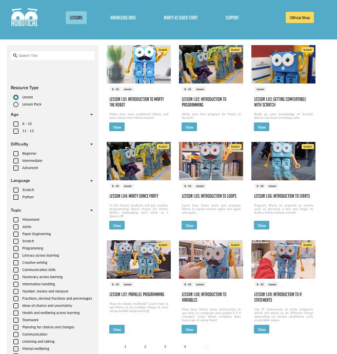 Marty the Robot - Learning Portal
